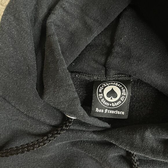 Thrasher Magazine Sweatshirt Mens M Black Flames Sweater Y2K Punk Emo Skater - Picture 5 of 14